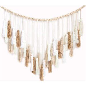 Large Macrame Wall Hanging with Wood Beads - Bohemian Wall Decor for Bedroom